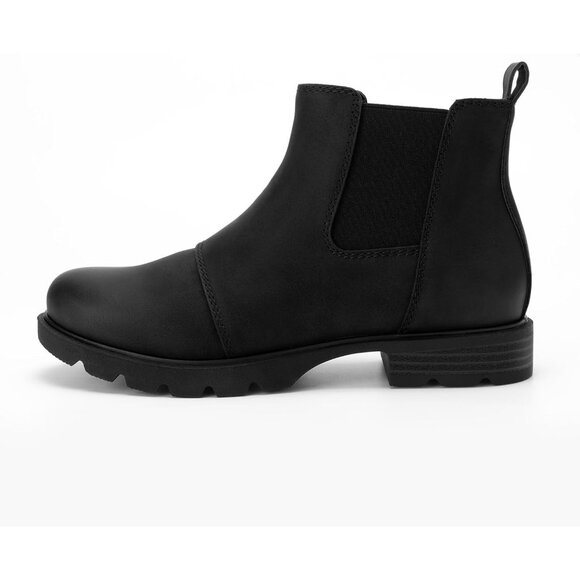 Chic Women's Chelsea Boots - Low Heel Slip-On Ankle Booties in Black, Size 8.5 - Picture 2 of 6